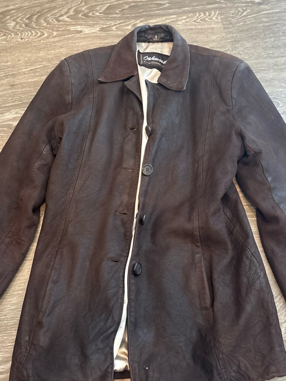 Oakwood Dark Brown Leather Trench Coat